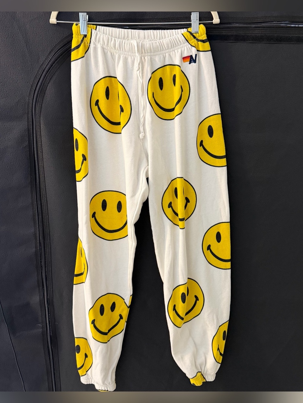 Aviator Nation Smiley Repeat Jogger Sweatpants Size S White